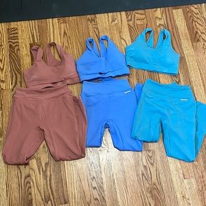 Gymshark Whitney Simmons V1 leggings + sports bra, SMALL, pink, blue, teal